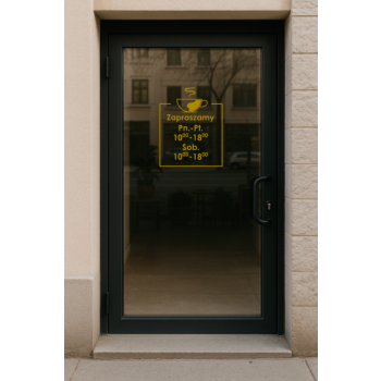 Naklejka z godzinami otwarcia- Kawka